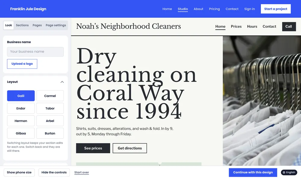 Charcoal colors with the headings set in Libre Baskerville, a serif: near-black lettering and buttons on an off-white page.